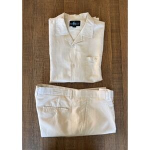 Steve Harvey Celebrity Edition Mens Walking Suit Cream Linen Cotton XL 42/30